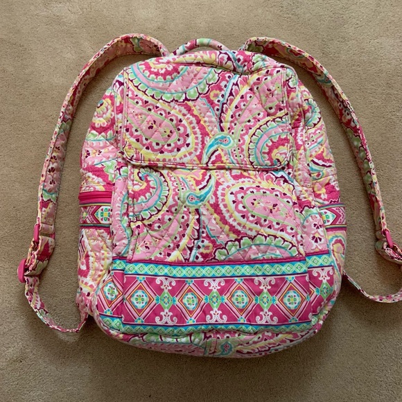 Vera Bradley Handbags - Vera Bradley pink and yellow paisley backpack